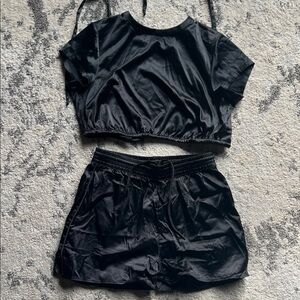 SKIMS Black Satin Sleepwear Set